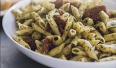 Creamy Garlic Scape & Sun-dried Tomato Pesto Pasta