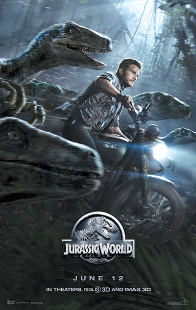 jurassic-world-chris-pratt-rides-with-the-raptors-poster